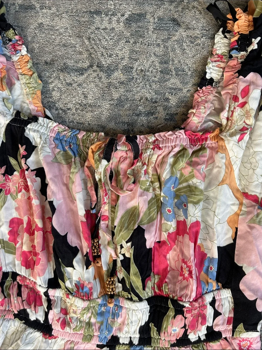 Jessica Simpson Black Floral Smocked Romper